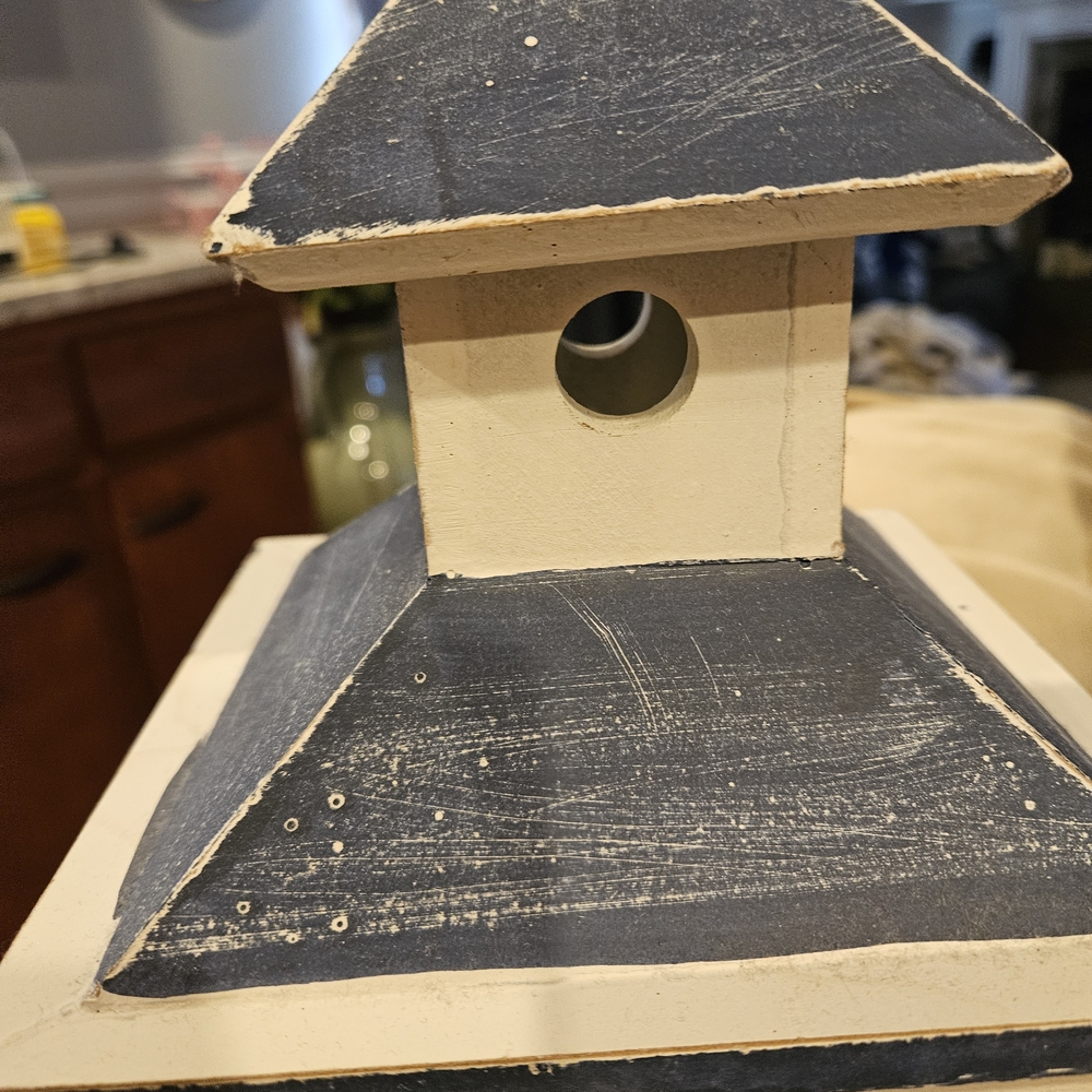 Wooden White and Blue Decorative Lantern - Picture 5 of 8